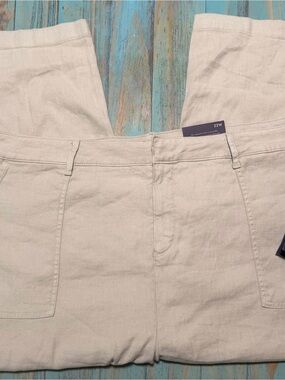 NYDJ Beige Cotton-Blend Straight Leg Pants